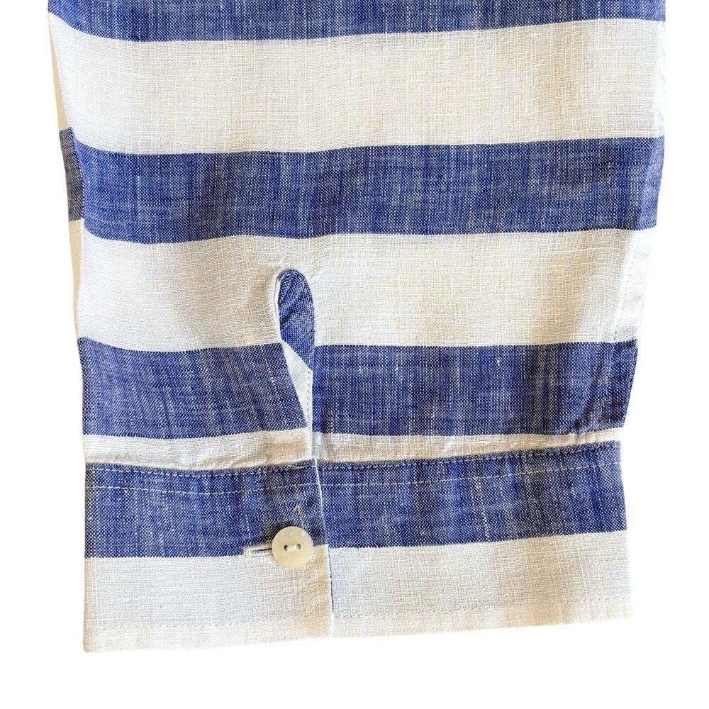 Chicos No Iron Linen Button Down Shirt Blouse. Sz‎ 2 / L Striped 3/4 Sleeve - Picture 9 of 11